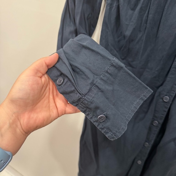 CP Shades Long Sleeve Shirt Dress Button Up Blue Semi-Sheer Medium - Picture 4 of 7